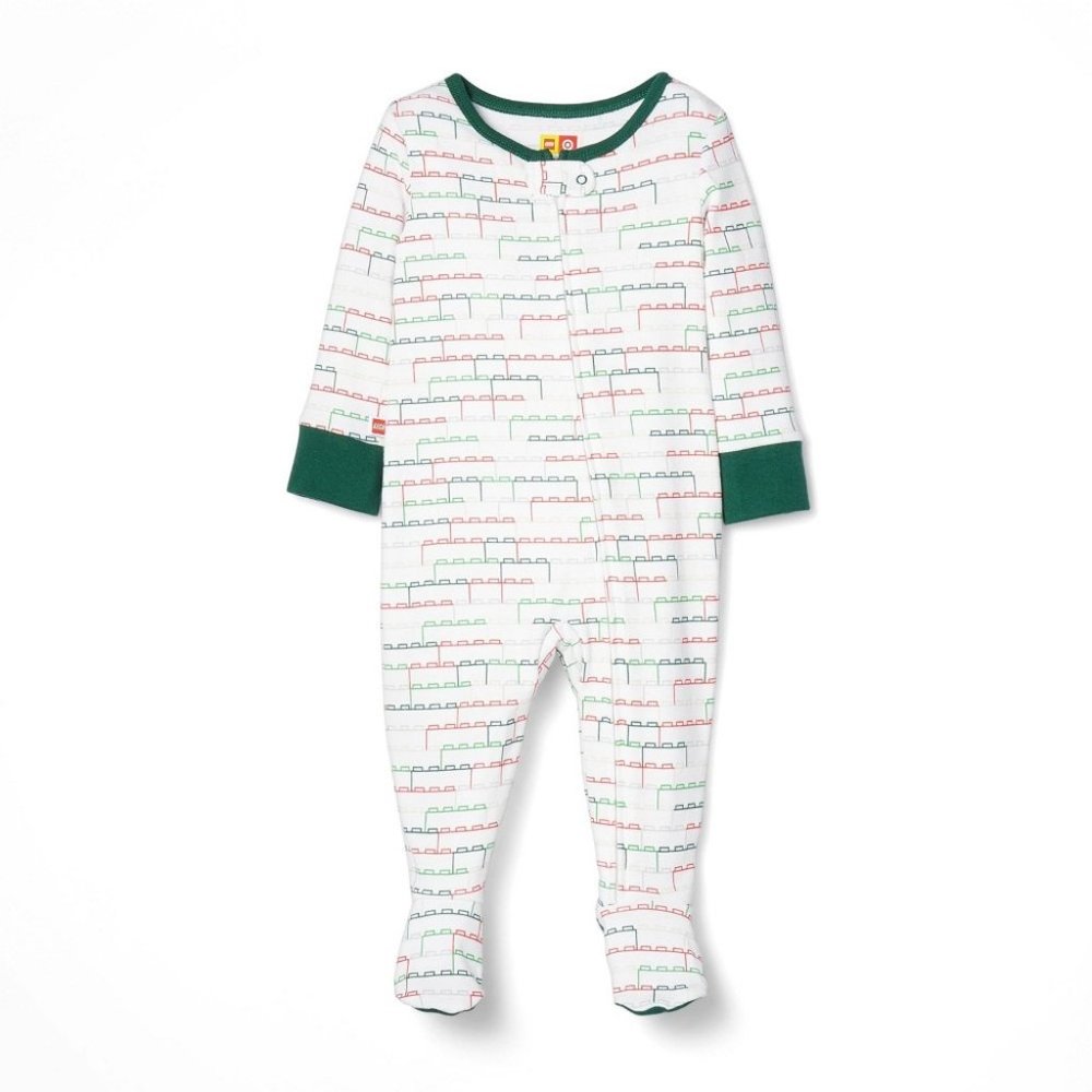 Baby Stacked Brick Pattern One Piece Pajama LEGO Collection Target White Newborn
